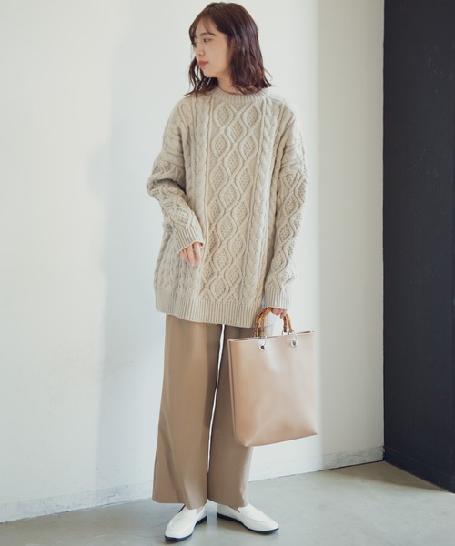 Aunt Marie's（アントマリーズ）の「AUNT MARIE'S バンブーハンドルトートバッグ（トートバッグ・レディース・ブラック/ベージュ/ナチュラル・FREE）」の16枚目の写真