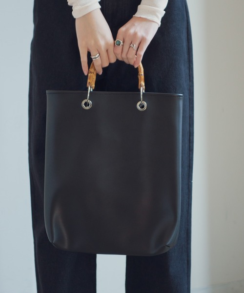 Aunt Marie's（アントマリーズ）の「AUNT MARIE'S バンブーハンドルトートバッグ（トートバッグ・レディース・ブラック/ベージュ/ナチュラル・FREE）」の14枚目の写真