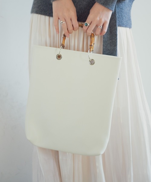 Aunt Marie's（アントマリーズ）の「AUNT MARIE'S バンブーハンドルトートバッグ（トートバッグ・レディース・ブラック/ベージュ/ナチュラル・FREE）」の18枚目の写真