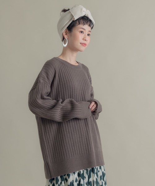 Libra Cue（リブラ キュー）の「Libra ドロップショルダールーズリブニット（ニット/セーター・レディース・ブラック/モカ/ベージュ・FREE）」の11枚目の写真