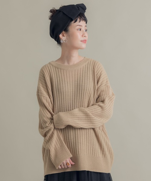 Libra Cue（リブラ キュー）の「Libra ドロップショルダールーズリブニット（ニット/セーター・レディース・ブラック/モカ/ベージュ・FREE）」の21枚目の写真