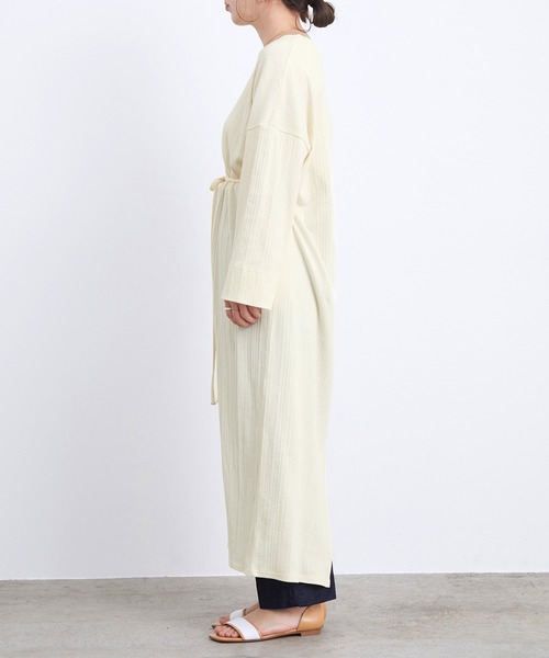 ADAM ET ROPE'（アダムエロペ）の「ベルト付きテレコワンピース（ワンピース・レディース・オフホワイト/パープル系その他・FREE）」の7枚目の写真