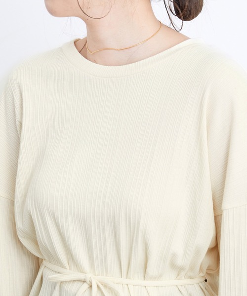 ADAM ET ROPE'（アダムエロペ）の「ベルト付きテレコワンピース（ワンピース・レディース・オフホワイト/パープル系その他・FREE）」の9枚目の写真