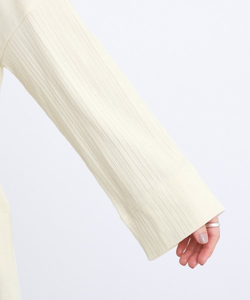 ADAM ET ROPE'（アダムエロペ）の「ベルト付きテレコワンピース（ワンピース・レディース・オフホワイト/パープル系その他・FREE）」の10枚目の写真