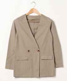 STYLEBLOCK（スタイルブロック）の「綿麻ノーカラーテーラードジャケット（ノーカラージャケット）」