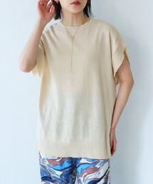【cheriella】リネン混チュニックニットベストプルオーバー