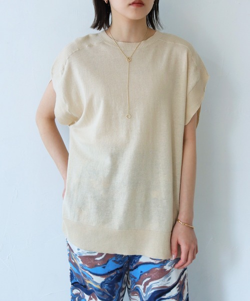vingtrois(バントロア)の「【cheriella】リネン混チュニックニットベストプルオーバー(ニット/セーター・レディース・グリーン/イエロー系その他/グレイッシュベージュ/キナリ・M)」の5枚目の写真