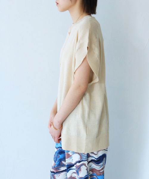 vingtrois(バントロア)の「【cheriella】リネン混チュニックニットベストプルオーバー(ニット/セーター・レディース・グリーン/イエロー系その他/グレイッシュベージュ/キナリ・M)」の6枚目の写真