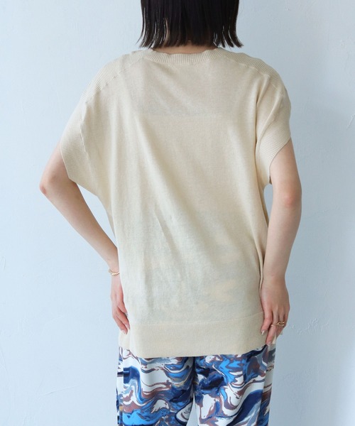 vingtrois(バントロア)の「【cheriella】リネン混チュニックニットベストプルオーバー(ニット/セーター・レディース・グリーン/イエロー系その他/グレイッシュベージュ/キナリ・M)」の7枚目の写真