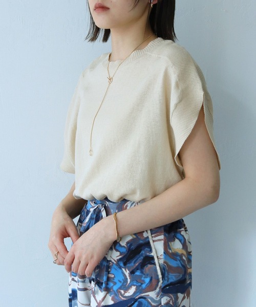 vingtrois(バントロア)の「【cheriella】リネン混チュニックニットベストプルオーバー(ニット/セーター・レディース・グリーン/イエロー系その他/グレイッシュベージュ/キナリ・M)」の13枚目の写真