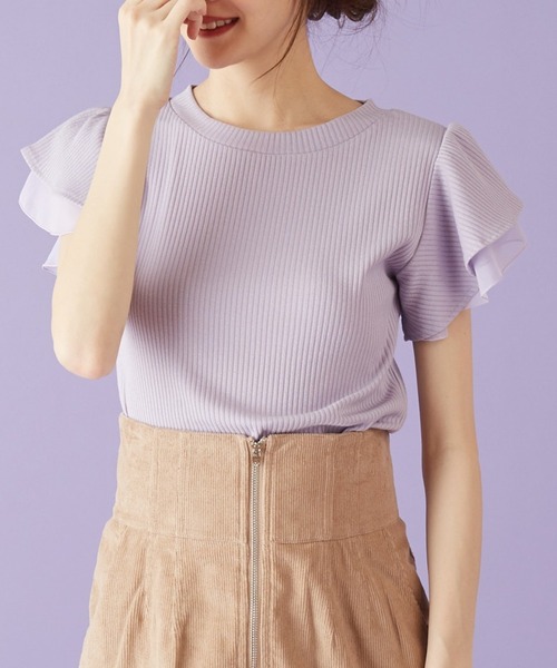 MIIA（ミーア）の「プチハイネックカットソー（Tシャツ/カットソー・レディース・ブラック/ベージュ/ボルドー/パープル/パープル系その他・FREE）」の2枚目の写真