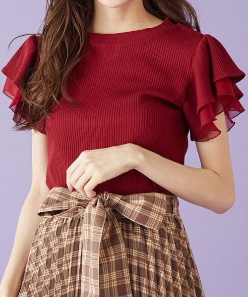 MIIA（ミーア）の「プチハイネックカットソー（Tシャツ/カットソー・レディース・ブラック/ベージュ/ボルドー/パープル/パープル系その他・FREE）」の5枚目の写真