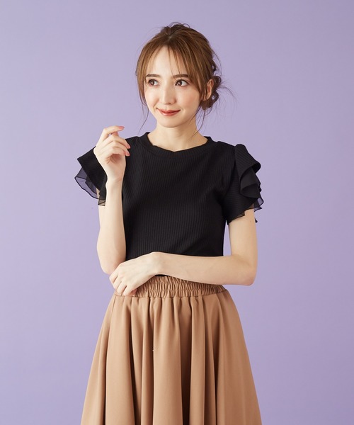 MIIA（ミーア）の「プチハイネックカットソー（Tシャツ/カットソー・レディース・ブラック/ベージュ/ボルドー/パープル/パープル系その他・FREE）」の3枚目の写真