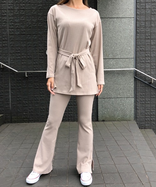 meJane(ミージェーン)の「微起毛テレコ/セットアップ(セットアップ・レディース・ブラック/ベージュ/ブラウン・FREE)」の3枚目の写真