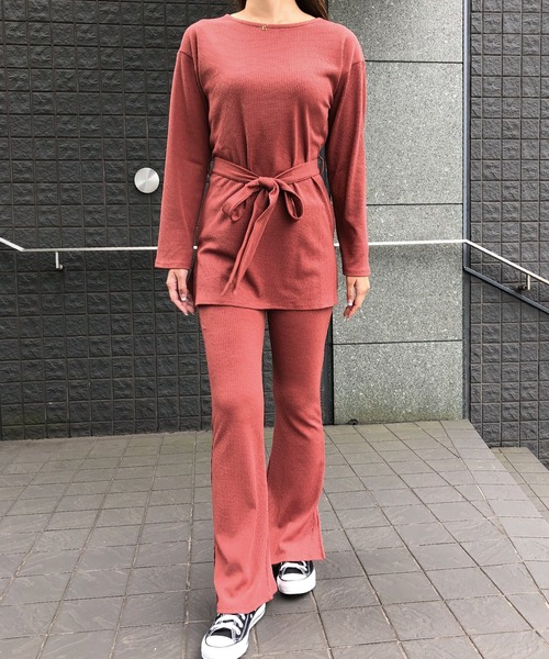 meJane(ミージェーン)の「微起毛テレコ/セットアップ(セットアップ・レディース・ブラック/ベージュ/ブラウン・FREE)」の2枚目の写真