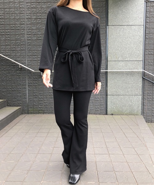 meJane(ミージェーン)の「微起毛テレコ/セットアップ(セットアップ・レディース・ブラック/ベージュ/ブラウン・FREE)」の1枚目の写真