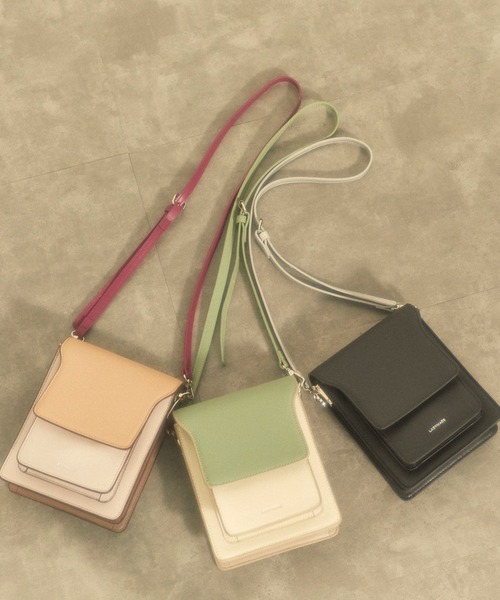 LADYMADE(レディメイド)の「マルチカラーレザーミニショルダーバッグ(ショルダーバッグ・レディース・ミント/オレンジ系その他2/ブラック・FREE)」の2枚目の写真