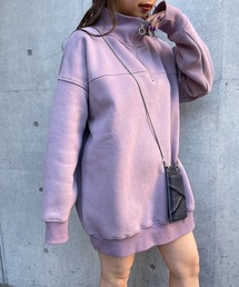 ハーフZIP裏毛ミニワンピース