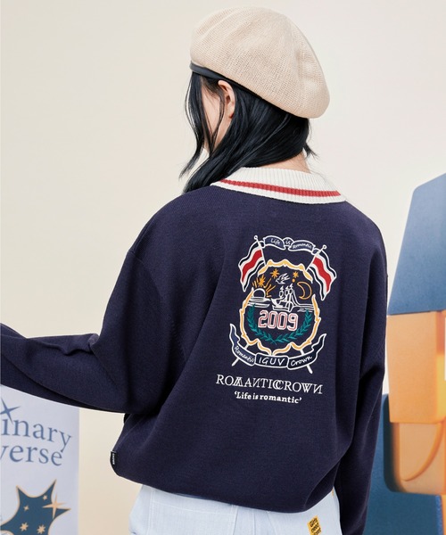 ROMANTIC CROWN(ロマンティッククラウン)の「【ROMANTIC CROWN】BUTTON UP KNIT SWEATER / ロマンティッククラウン ボタンアップ ニット セーター(ニット/セーター・メンズ・ネイビー/オートミール・MEDIUM/LARGE/SMALL/X-LARGE)」の3枚目の写真