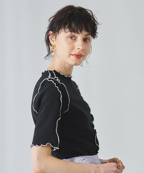 新品 タグ付 PUBLIC TOKYO ヨウリュウメローTシャツ カットソー 美品】PUBLIC TOKYOヨウリュウメローステッチカットソー