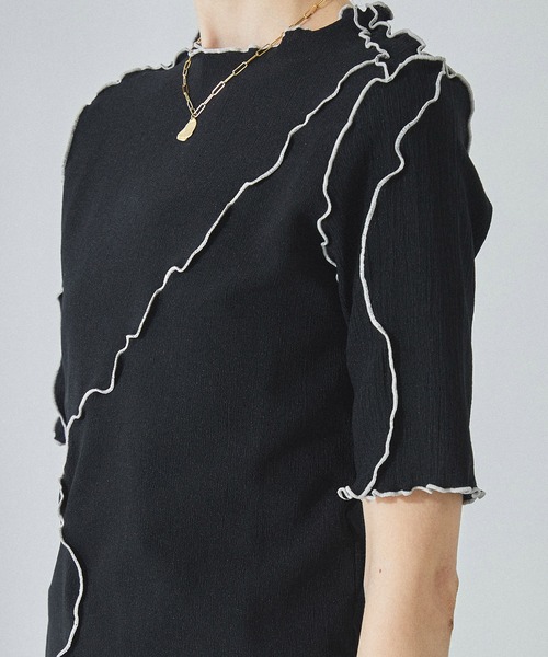 新品 タグ付 PUBLIC TOKYO ヨウリュウメローTシャツ カットソー 美品】PUBLIC TOKYOヨウリュウメローステッチカットソー