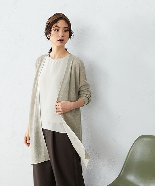 COMME CA ISM(コムサイズム)の「ノルマンディーリネン ロング ニットカーディガン(カーディガン/ボレロ・レディース・ベージュ・FREE)」の1枚目の写真