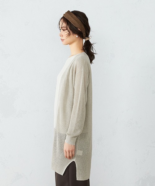 COMME CA ISM(コムサイズム)の「ノルマンディーリネン ロング ニットカーディガン(カーディガン/ボレロ・レディース・ベージュ・FREE)」の2枚目の写真