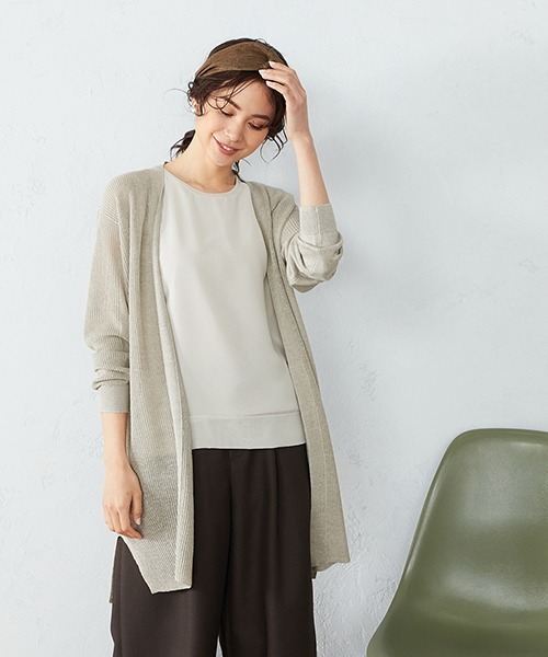 COMME CA ISM(コムサイズム)の「ノルマンディーリネン ロング ニットカーディガン(カーディガン/ボレロ・レディース・ベージュ・FREE)」の10枚目の写真