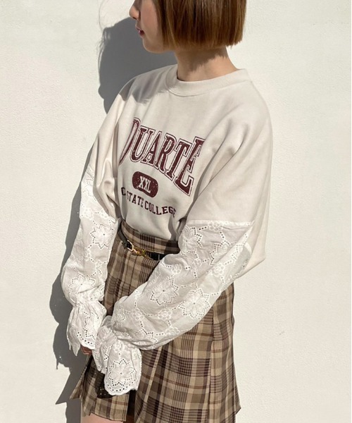 apres jour(アプレジュール)の「袖レースリメイク風スウェット【ZOZOTOWN限定アイテム】(スウェット・レディース・ラベンダー/アイボリー/ブラック/ダークブルー・X-LARGE/フリー)」の14枚目の写真