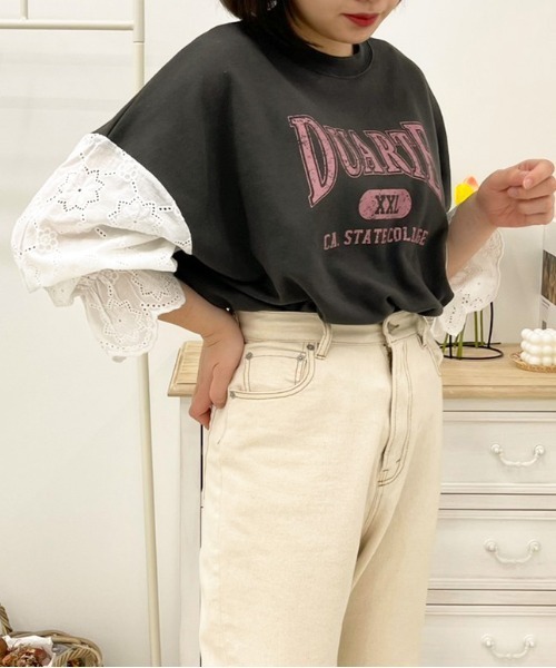 apres jour(アプレジュール)の「袖レースリメイク風スウェット【ZOZOTOWN限定アイテム】(スウェット・レディース・ラベンダー/アイボリー/ブラック/ダークブルー・X-LARGE/フリー)」の10枚目の写真