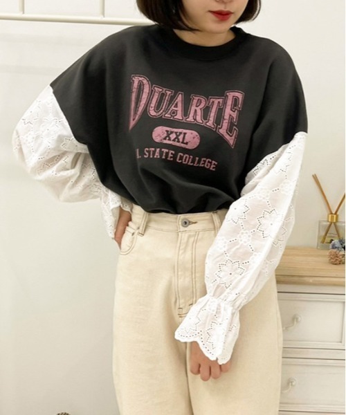 apres jour(アプレジュール)の「袖レースリメイク風スウェット【ZOZOTOWN限定アイテム】(スウェット・レディース・ラベンダー/アイボリー/ブラック/ダークブルー・X-LARGE/フリー)」の9枚目の写真