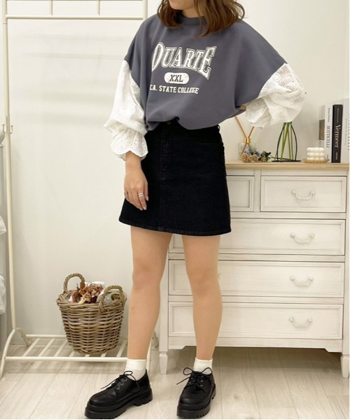 apres jour(アプレジュール)の「袖レースリメイク風スウェット【ZOZOTOWN限定アイテム】(スウェット・レディース・ラベンダー/アイボリー/ブラック/ダークブルー・X-LARGE/フリー)」の22枚目の写真