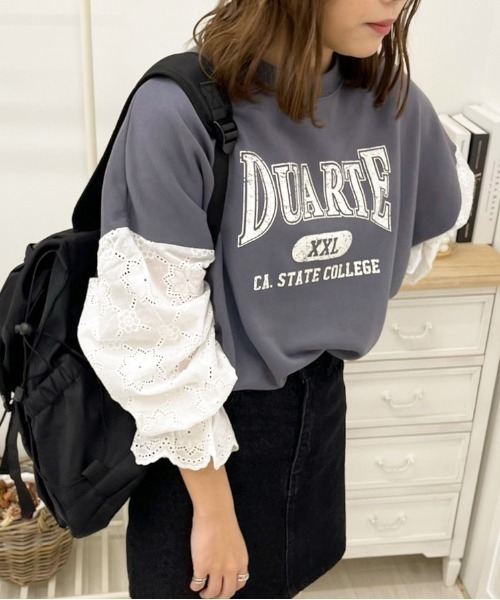 apres jour(アプレジュール)の「袖レースリメイク風スウェット【ZOZOTOWN限定アイテム】(スウェット・レディース・ラベンダー/アイボリー/ブラック/ダークブルー・X-LARGE/フリー)」の18枚目の写真