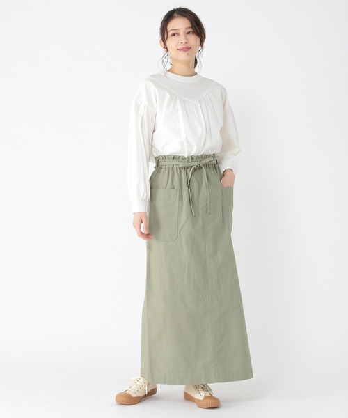 studio CLIP（スタディオクリップ）の「エプロン風マキシスカート（スカート・レディース・アイボリー/カーキ・MEDIUM/LARGE）」の3枚目の写真