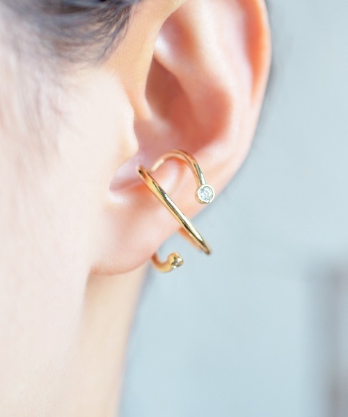 Fun & Daily（ファンアンドデイリー）の「F&D : ツーポイントジルコンイヤーカフ＆リング（リング・レディース・シルバー/ゴールド・FREE）」の6枚目の写真