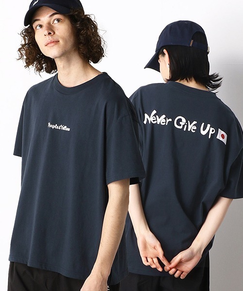 Purple&Yellow（パープルアンドイエロー）の「バックプリント 半袖Ｔシャツ（Tシャツ/カットソー・メンズ・ブラック/イエロー/ネイビー/レッド/グリーン/ホワイト・MEDIUM/SMALL/LARGE）」の4枚目の写真