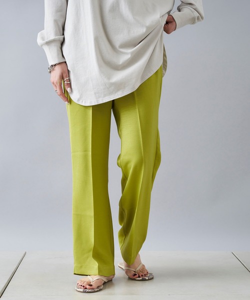 DouDou（ドゥドゥ）の「サテンイージーセンプレパンツ（その他パンツ・レディース・オフホワイト/グリーン系その他/サーモンピンク・FREE）」の2枚目の写真