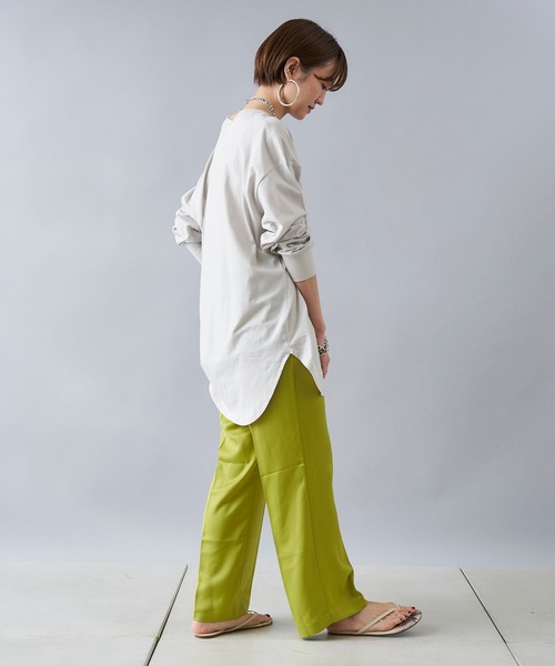 DouDou（ドゥドゥ）の「サテンイージーセンプレパンツ（その他パンツ・レディース・オフホワイト/グリーン系その他/サーモンピンク・FREE）」の16枚目の写真