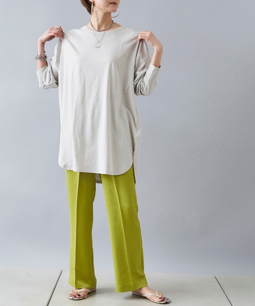 DouDou（ドゥドゥ）の「サテンイージーセンプレパンツ（その他パンツ・レディース・オフホワイト/グリーン系その他/サーモンピンク・FREE）」の17枚目の写真