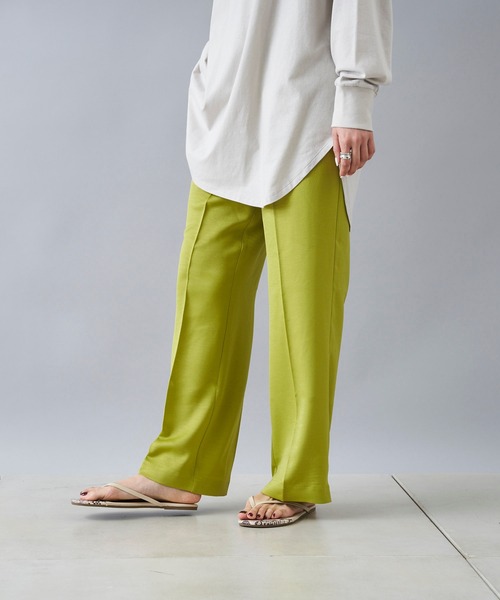 DouDou（ドゥドゥ）の「サテンイージーセンプレパンツ（その他パンツ・レディース・オフホワイト/グリーン系その他/サーモンピンク・FREE）」の13枚目の写真