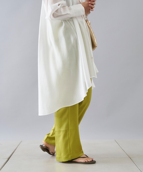 DouDou（ドゥドゥ）の「サテンイージーセンプレパンツ（その他パンツ・レディース・オフホワイト/グリーン系その他/サーモンピンク・FREE）」の22枚目の写真