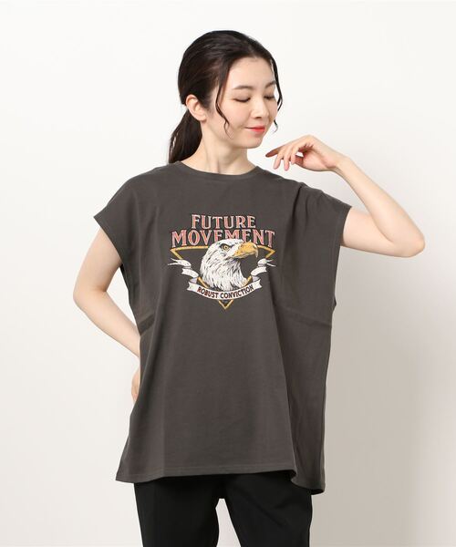 DONOBAN(ドノバン)の「イーグルフレンチスリーブTEE(Tシャツ/カットソー・レディース・ライトベージュ/チャコール・M)」の21枚目の写真