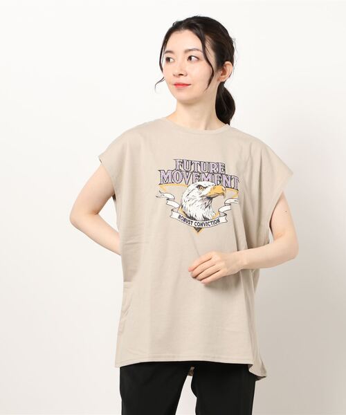 DONOBAN(ドノバン)の「イーグルフレンチスリーブTEE(Tシャツ/カットソー・レディース・ライトベージュ/チャコール・M)」の22枚目の写真