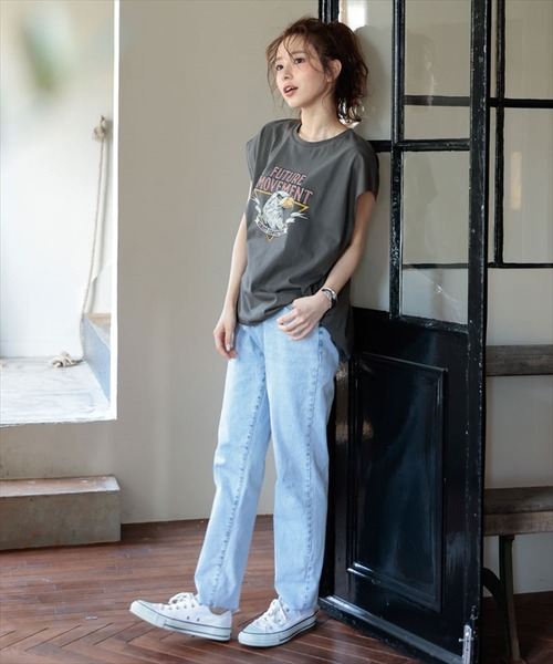 DONOBAN(ドノバン)の「イーグルフレンチスリーブTEE(Tシャツ/カットソー・レディース・ライトベージュ/チャコール・M)」の5枚目の写真