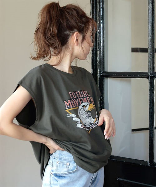 DONOBAN(ドノバン)の「イーグルフレンチスリーブTEE(Tシャツ/カットソー・レディース・ライトベージュ/チャコール・M)」の7枚目の写真