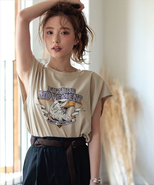DONOBAN(ドノバン)の「イーグルフレンチスリーブTEE(Tシャツ/カットソー・レディース・ライトベージュ/チャコール・M)」の10枚目の写真