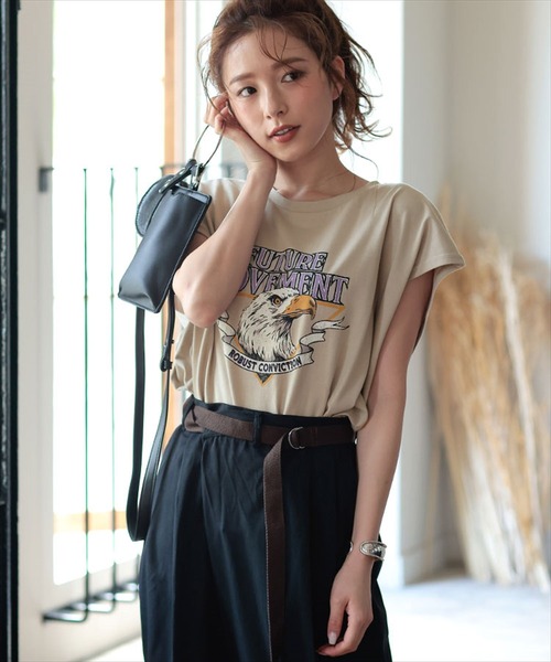 DONOBAN(ドノバン)の「イーグルフレンチスリーブTEE(Tシャツ/カットソー・レディース・ライトベージュ/チャコール・M)」の11枚目の写真