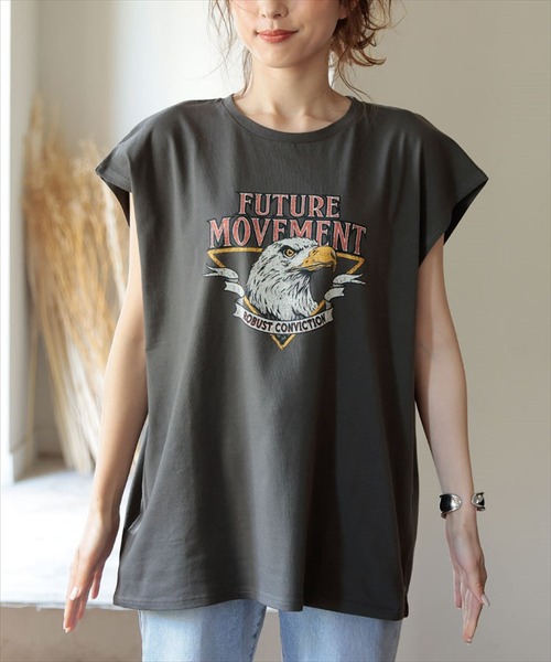 DONOBAN(ドノバン)の「イーグルフレンチスリーブTEE(Tシャツ/カットソー・レディース・ライトベージュ/チャコール・M)」の12枚目の写真