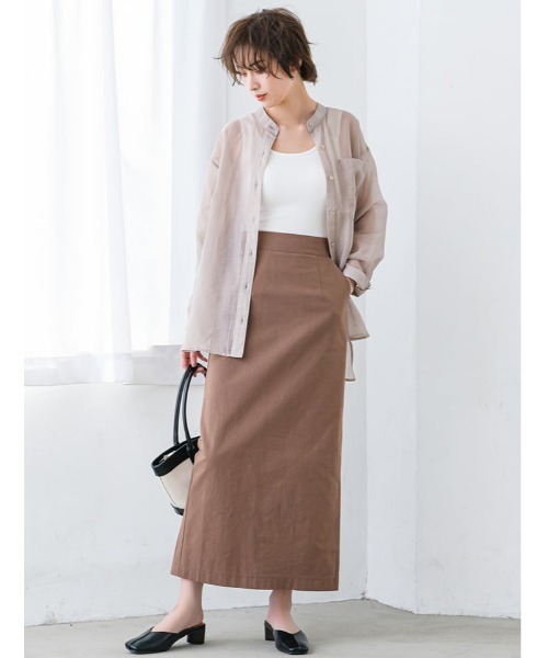 fifth（フィフス）の「【スタイリストプロデュース】綿麻タイトスカート（スカート・レディース・ベージュ/ブラウン/ラベンダー・MEDIUM/SMALL）」の2枚目の写真