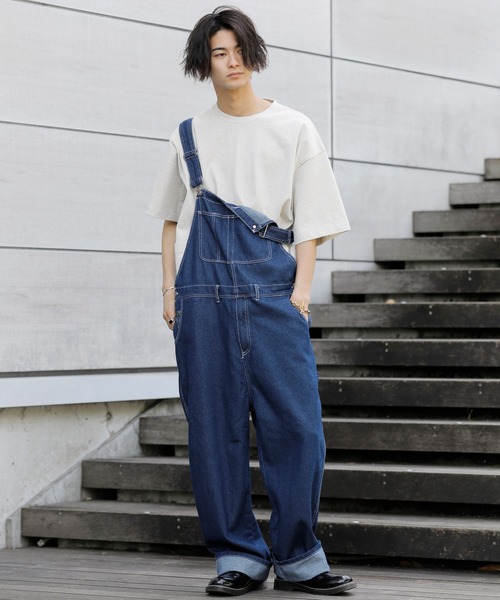 BLUE MEN TRIP（ブルーメントリップ）の「10ozデニム ワイドシルエット オーバーオール（サロペット/オーバーオール・メンズ・ブラック/インディゴブルー/キナリ/ワンウォッシュ/ケミカルウォッシュ/ストライプ・L/M/S）」の5枚目の写真